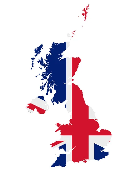 Flagga Kartan Över Storbritannien — Stock vektor
