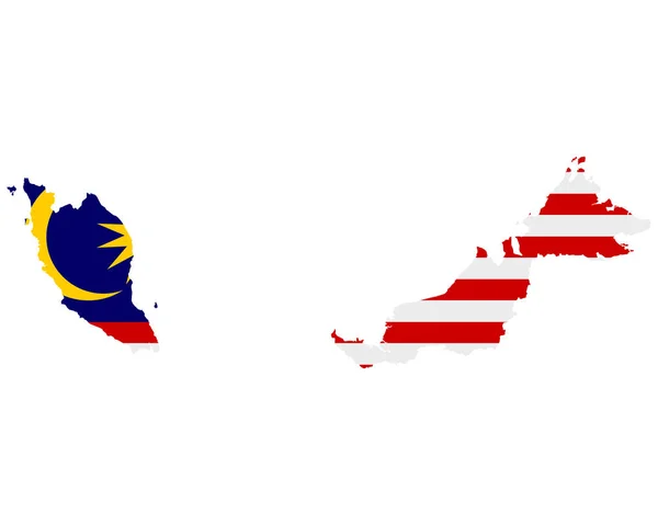Vlajka Mapě Malajsie — Stockový vektor