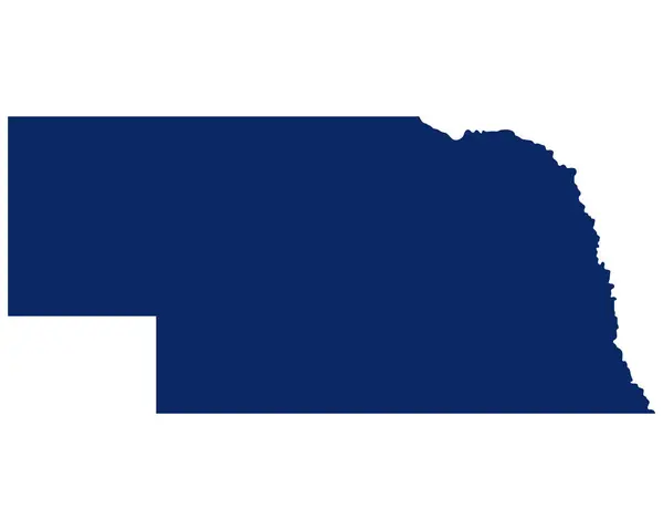 Mapa Nebraska Cor Azul —  Vetores de Stock