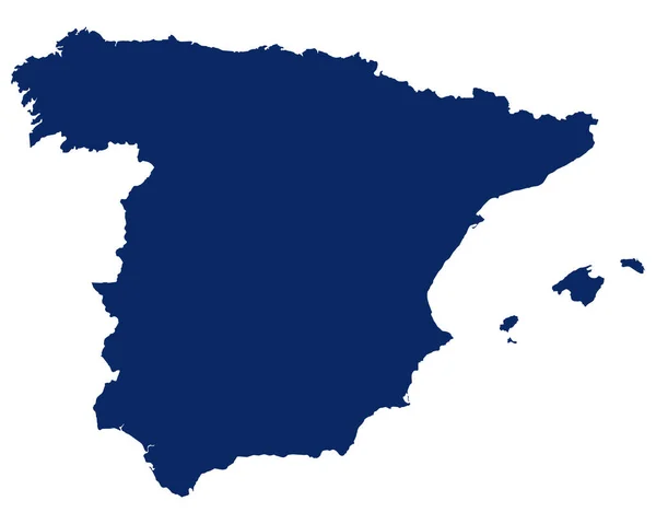 Mapa Espanha Cor Azul — Vetor de Stock
