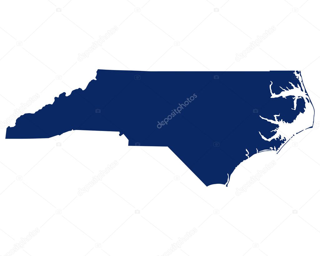 Map of North Carolina in blue colour