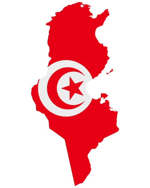 Zászló Tunézia Térképen — Stock Vector