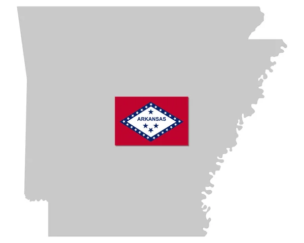 アーカンソー州の旗と地図 — ストックベクタ