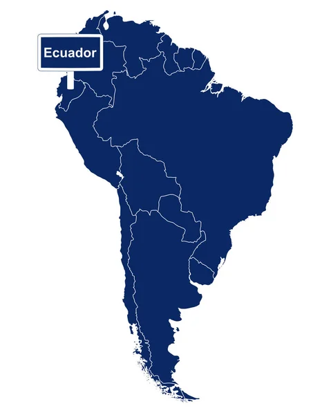 Ecuador Map South America Road Sign — Stock Vector