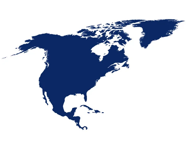 Mapa Ameryki Północnej Kolorze Niebieskim — Wektor stockowy