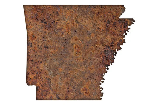 Carte Arkansas Sur Métal Rouillé — Photo