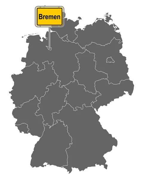 Kaart Van Duitsland Met Verkeersbord Van Bremen — Stockvector