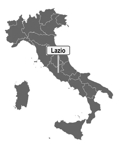 Mapa Italia Con Señal Tráfico Lazio — Vector de stock