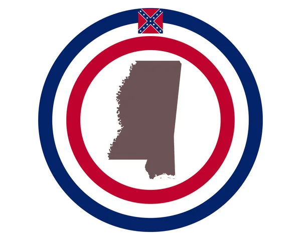 Mapa Mississippi Fondo Con Bandera — Vector de stock