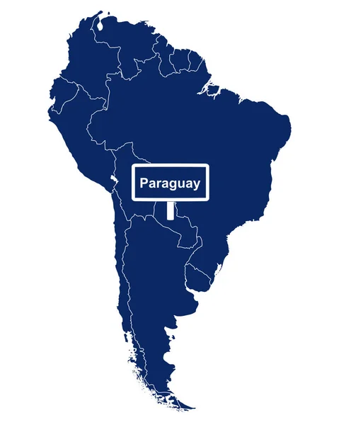 Paraguay Con Mapa América Del Sur Señal Tráfico — Archivo Imágenes Vectoriales