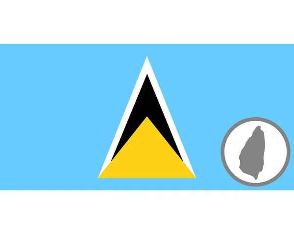 圣卢西亚的国旗和地图 — 图库矢量图片