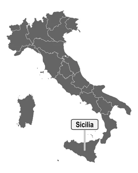 Sicilya Işaretli Talya Haritası — Stok Vektör