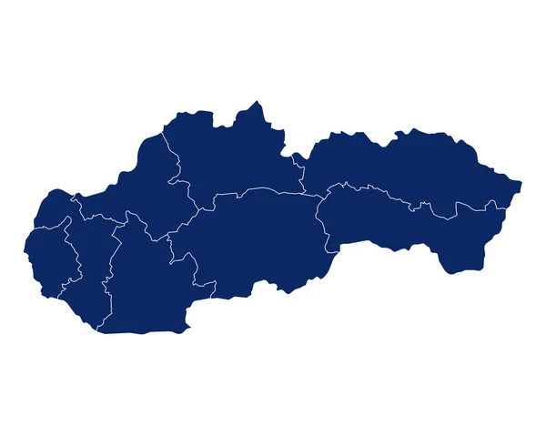 Karta Över Slovakien Med Regioner Och Gränser — Stock vektor