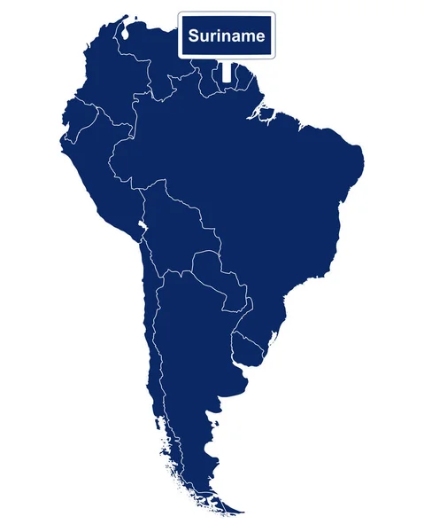 Suriname Com Mapa América Sul Sinal Estrada —  Vetores de Stock