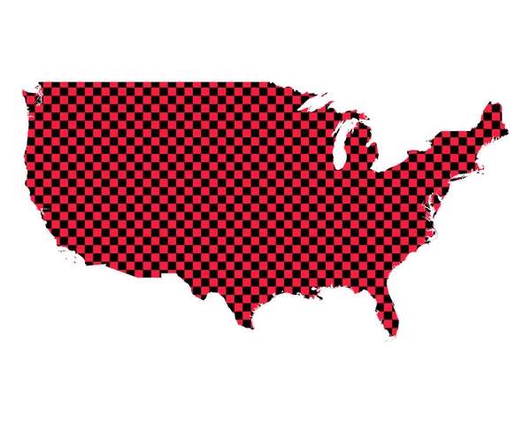 Karte Der Usa Schachbrettmuster — Stockvektor