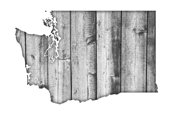Mapa Washington Sobre Madeira Intemperizada — Fotografia de Stock