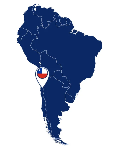 Bandera Chile Pin Ubicación Mapa América Del Sur — Archivo Imágenes Vectoriales