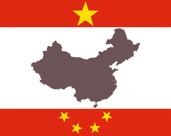 旗を背景にした中国の地図 — ストックベクタ