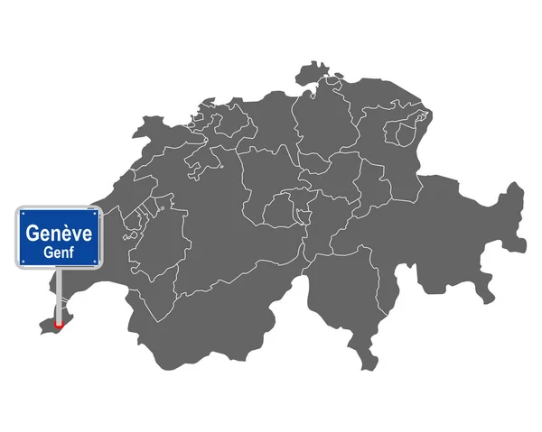 Map Switzerland Road Sign Genf — Stock Vector