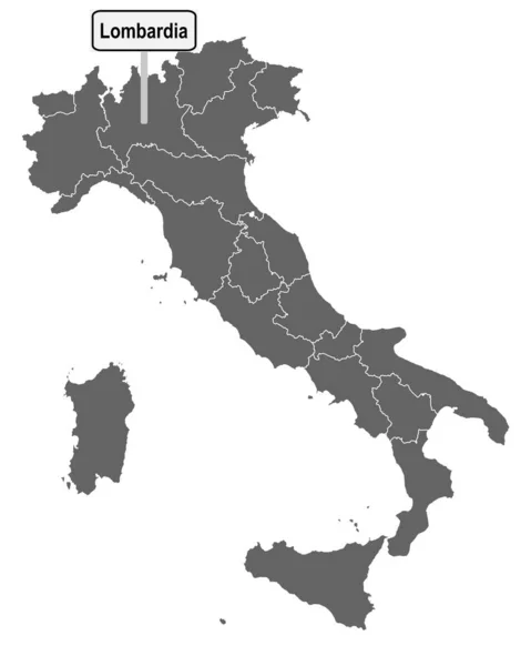 Lombardia Işaretli Talya Haritası — Stok Vektör