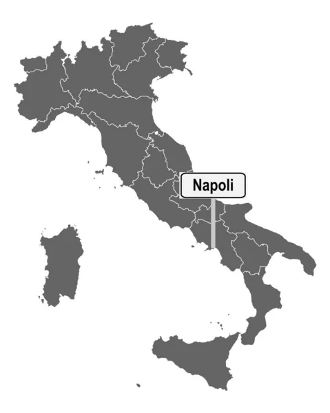 Napoli Nin Yol Işaretiyle Talya Haritası — Stok Vektör