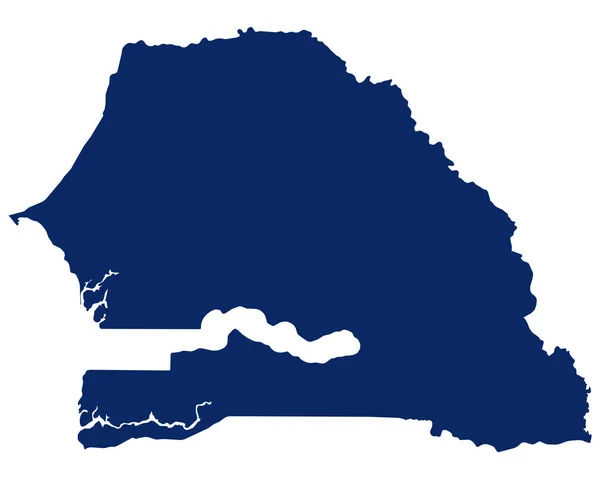 Map Senegal Blue Colour — Stock Vector