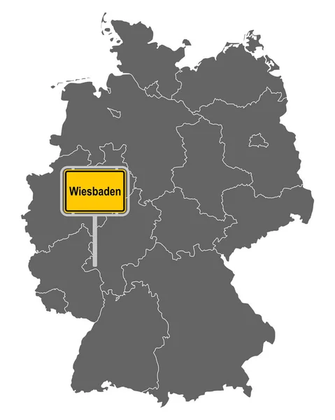 Map Germany Road Sign Wiesbaden — Stock Vector