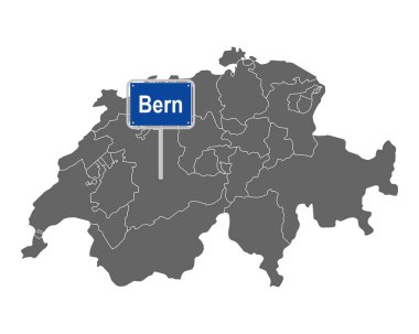 Bern işaretli İsviçre haritası