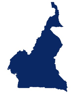 Mavi renkli Kamerun Haritası