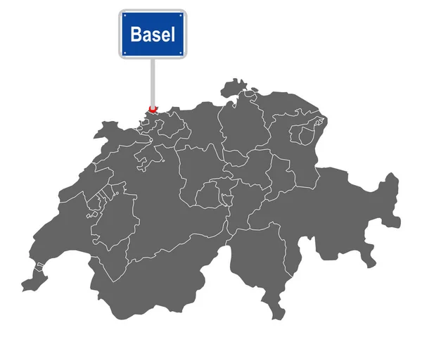 Mapa Suiza Con Señal Tráfico Basilea — Archivo Imágenes Vectoriales