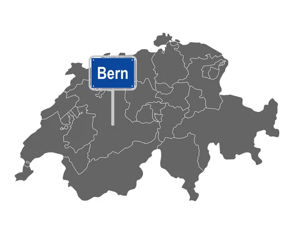 Mapa Švýcarska Značkou Bern — Stockový vektor