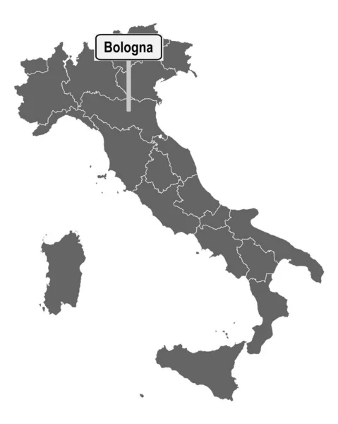 Bolonya Nın Yol Işaretiyle Talya Haritası — Stok Vektör