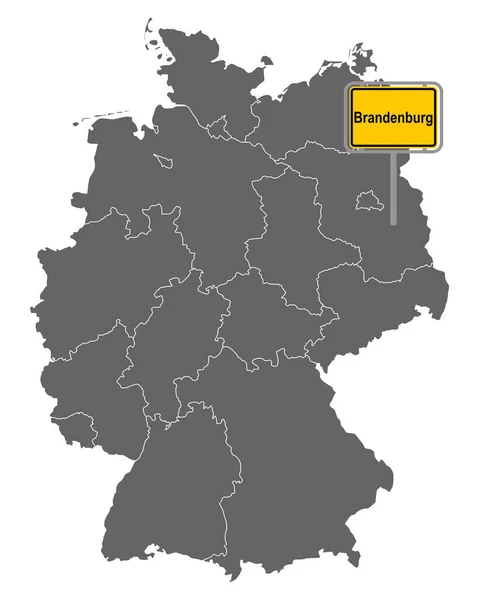 Kaart Van Duitsland Met Verkeersbord Brandenburg — Stockvector