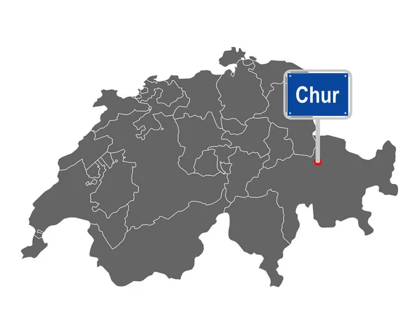 Mapa Švýcarska Znakem Chur — Stockový vektor