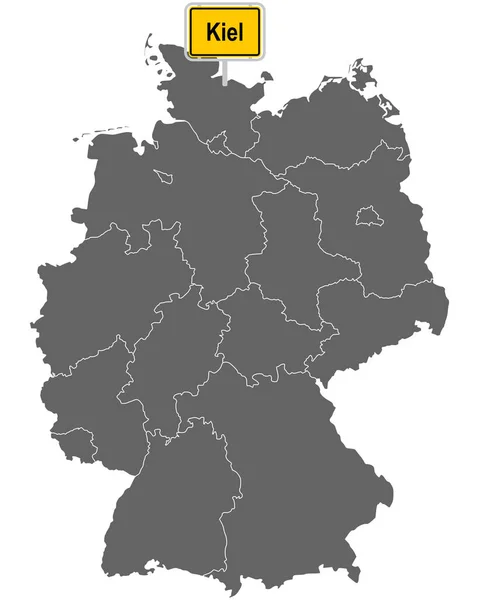 Mapa Alemania Con Señal Tráfico Kiel — Archivo Imágenes Vectoriales