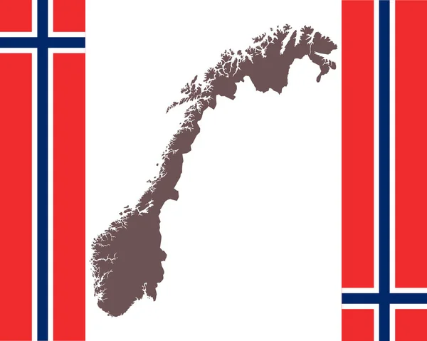 Mapa Noruega Fondo Con Bandera — Archivo Imágenes Vectoriales