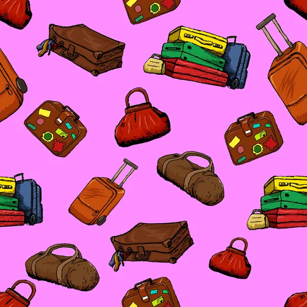 Разноцветные сумки и чемоданы — стоковый вектор