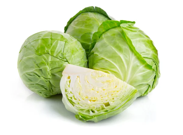 Green cabbage vegetable isolated on white — Stock Photo, Image