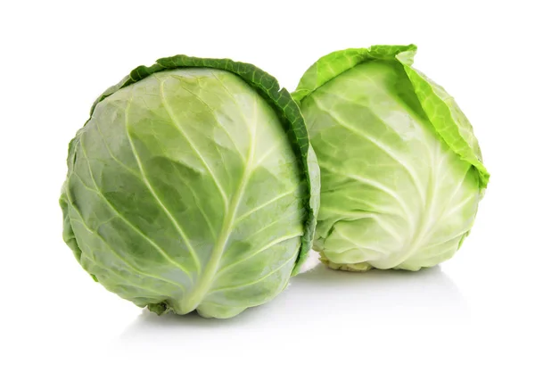 Green cabbage vegetables isolated on white — Stock Photo, Image