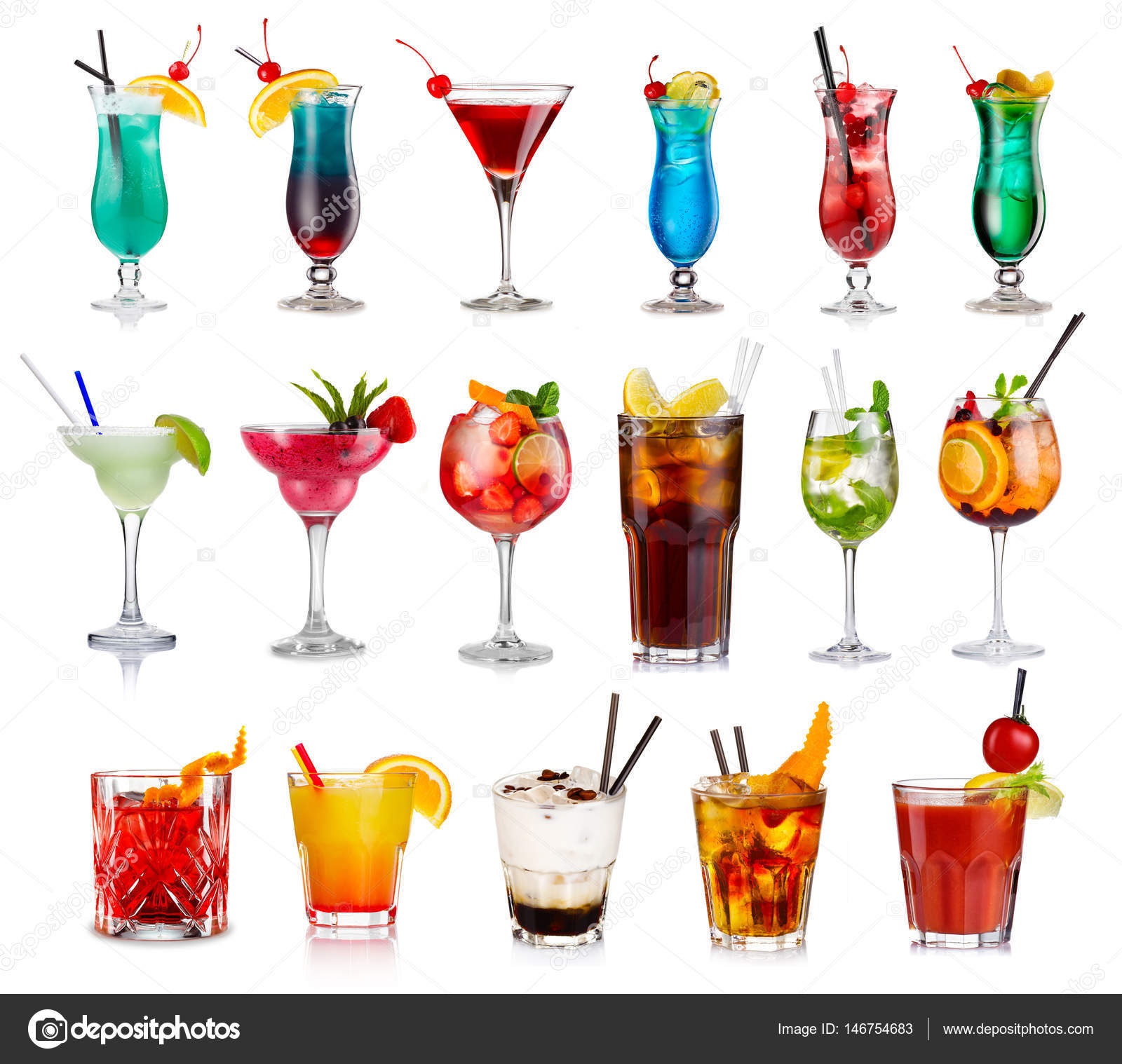 Set of classic alcohol cocktails isolated Stock Photo by ©alphacell