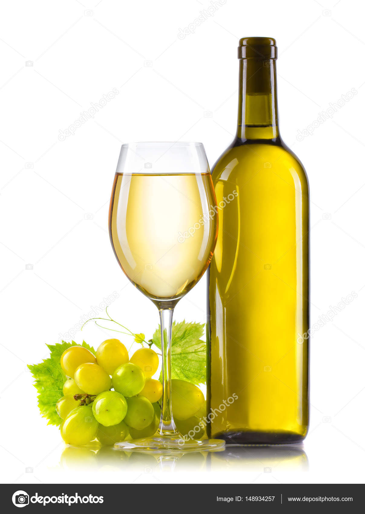 Download Glass Of White Wine With Bottle And Ripe Grapes Isolated Stock Photo C Alphacell 148934257 PSD Mockup Templates