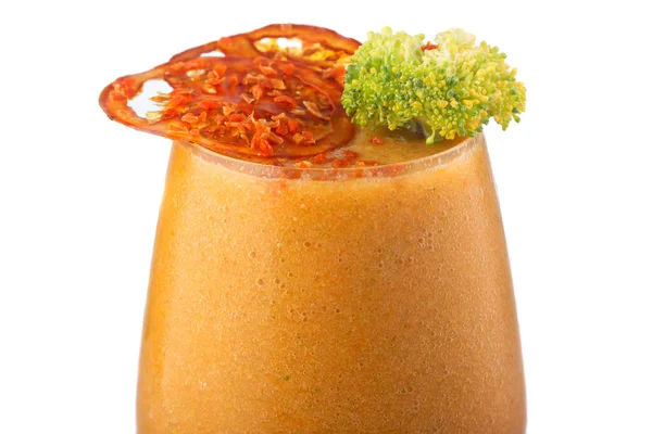 Gezonde Sinaasappel Groente Smoothie Glas Geïsoleerd Wit — Stockfoto