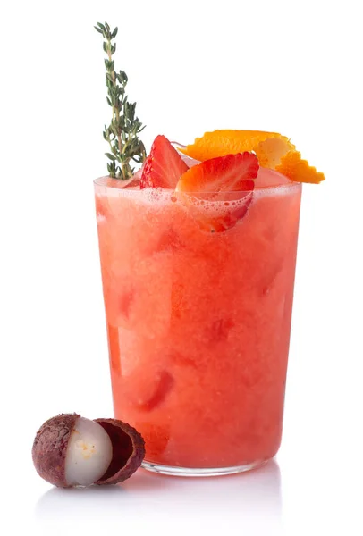 Exotische Tropische Fruit Alcohol Cocktail Geïsoleerd Wit — Stockfoto