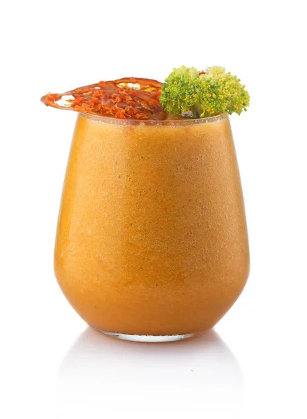 Healthy Orange Vegetable Smoothie Glass Isolated White Stock Picture
