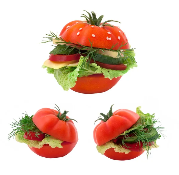 Juego de alimentos saludables de sabrosos sándwiches vegetarianos vegetales —  Fotos de Stock