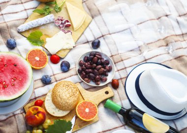 Üstten Görünüm yaz Bahçe piknik. Yaz Partisi