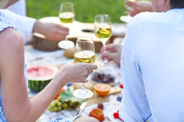 Summer picnic with white wine — Stock Photo, Image