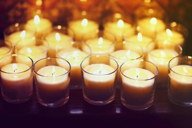 Gözlük, vintage, romantik dekorasyon küçük mumlar yanan