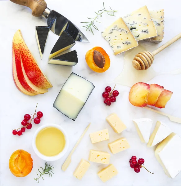 Plate antipasti snack on marble board — Stock Photo, Image