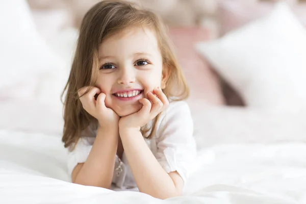 Portrait of the happy little cute girl — Stock Photo, Image